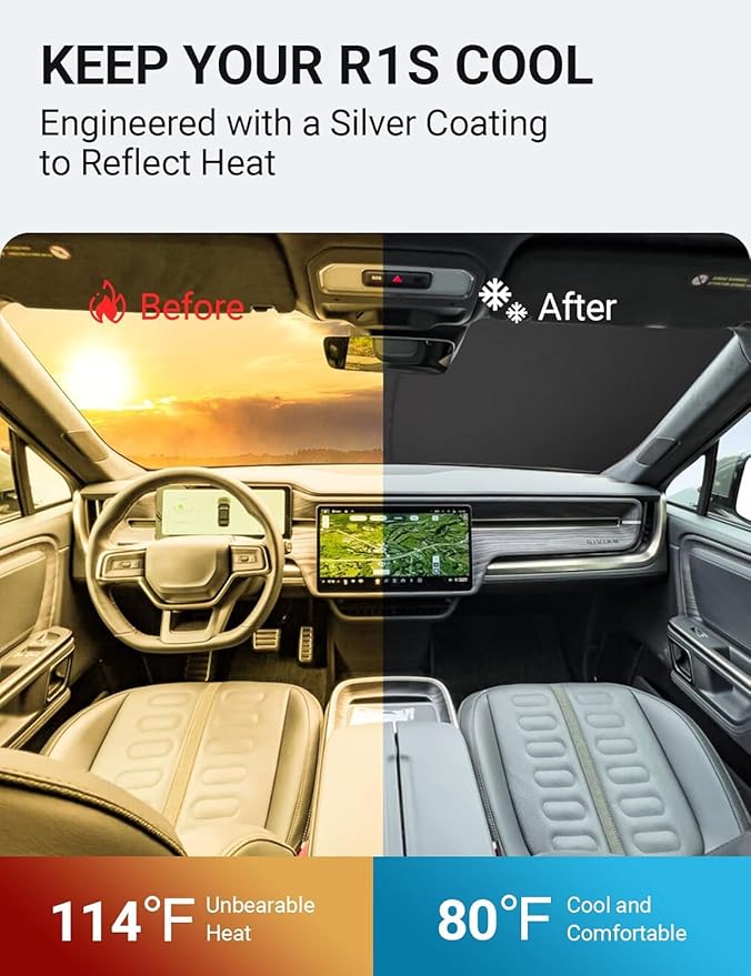 Proadsy 2025 Upgrade Windshield Sun Shade Custom Fit 2015-2023 2024 2025 Mercedes-Benz S-Class Foldable Front Sunshade Protector Sun Visor Blocks UV Rays Keep Car Cooler