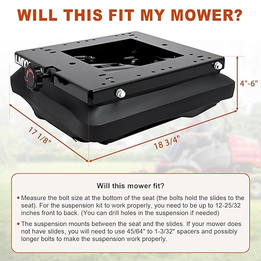 Seat Suspension Kit Without Seat Slider Track for Zero Turn Lawn Mower Tractor Forklift,Compatible with Most Aftermarket Seats,Universal Seat Suspension Kit,Max Weight Capacity 290LB