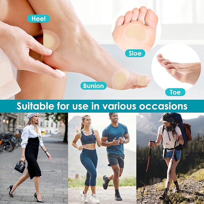 50ct Blister Bandages for Feet Hydrocolloid Bandages Waterproof Blister Cushion for Feet Toes Heels Blister Pads for Prevention Variety Pack