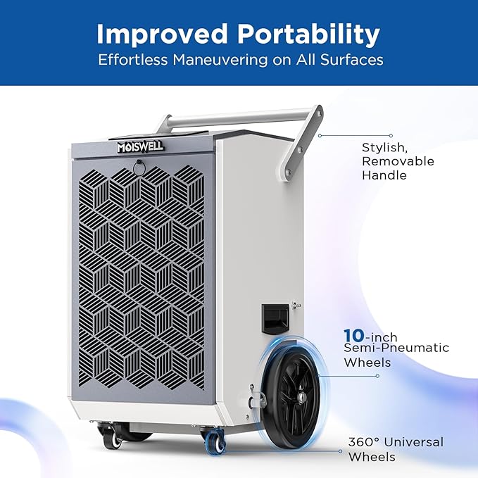 160 Pints Commercial Dehumidifier with Pump and Drain Hose for Basements, Heavy Duty Commercial Grade Dehumidifiers for Large Spaces, Warehouse, Industry Water Damage Unit, Auto Defrost