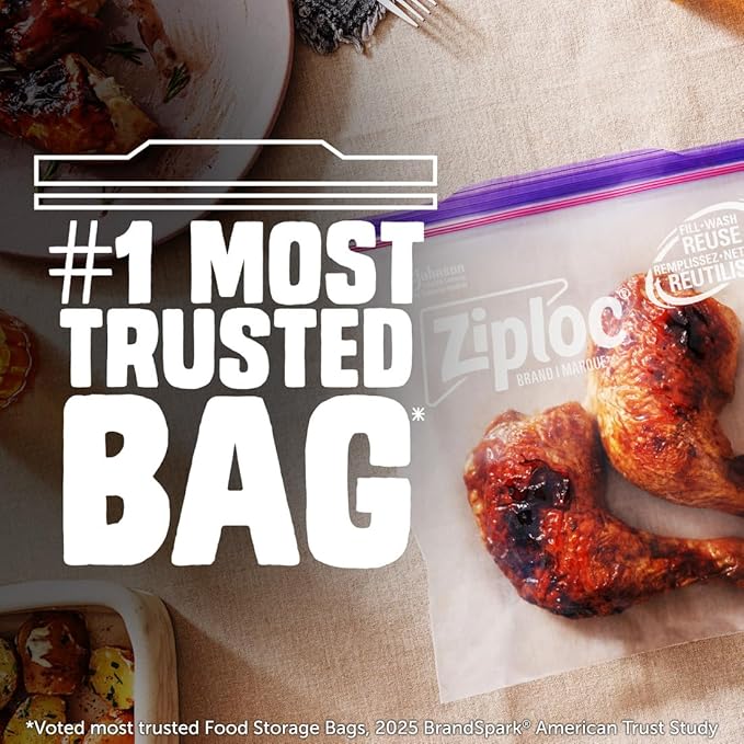 Ziploc Heavy Duty Gallon Food Storage Bags, Seal Top Closure, 10 Count