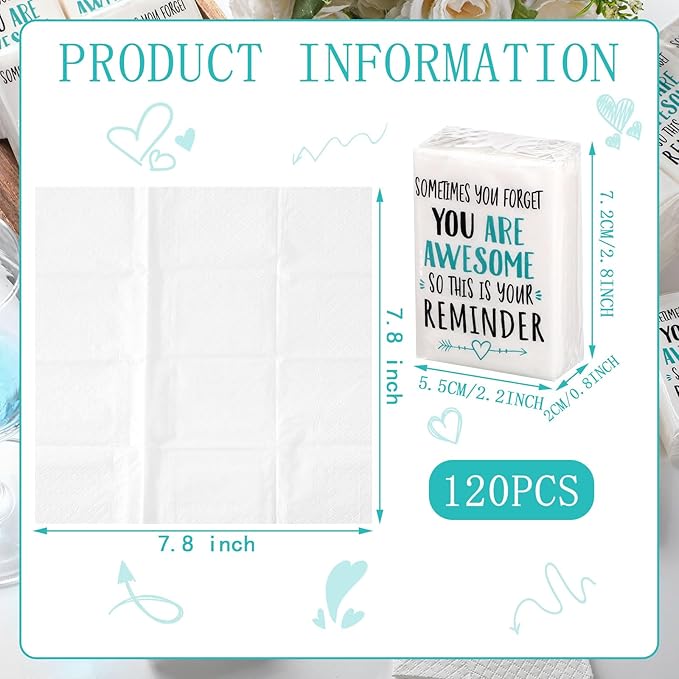 Fuutreo Motivational Facial Tissue Packs 3 Ply Inspirational Pocket Travel Packs Appreciation Gifts Soft Tissues Packs Individual Packs Travel Bulk for Wedding