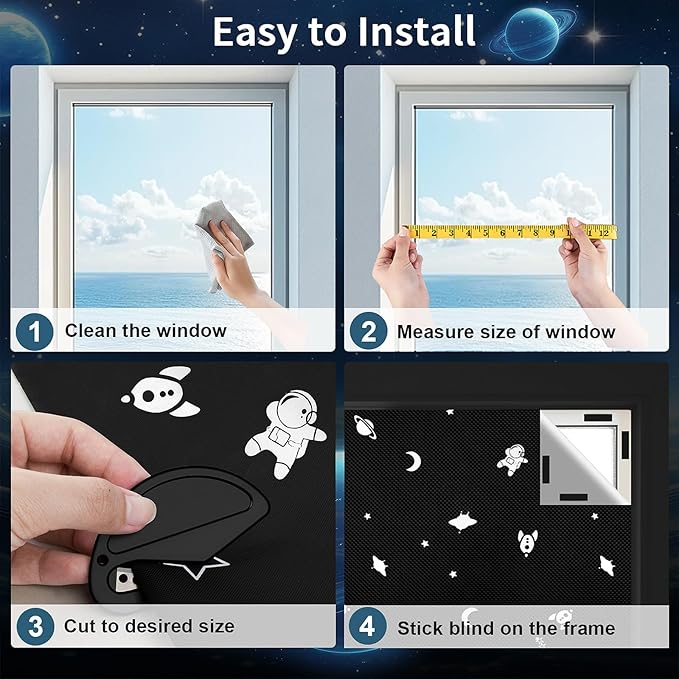 Aviation Blackout Curtains, 100% Blackout Shade for Window,No Drill Blackout Shades, 118x57'' Space Themed Curtains for Bedroom, Travel, Baby Rooms (Aviation & Space)