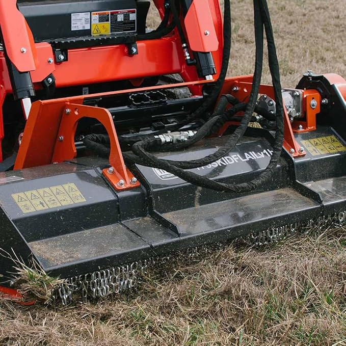Titan Attachments 68" Hydraulic Flail Mower Attachment, Heavy Duty Blades for Tough Brush and Tall Grass, Adjustable Roller Bar, Quick Tach, Fits Almost All Skid Steers, Loaders & Tractors