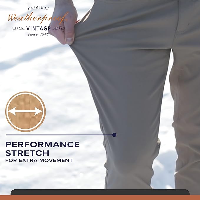 Weatherproof Vintage Men's Regular Fit Excursion Pants - Ultra Stretch Casual Flat Front Chino