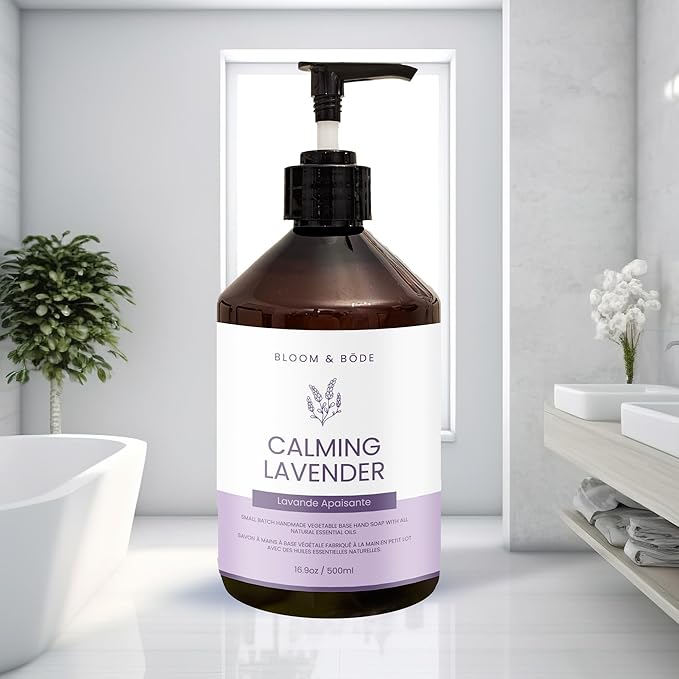 Luxury Liquid Hand Soap - Natural Scented Hand Wash - Gentle Hand Soap with Essential Oils & Aloe Vera - Moisturizing Handwash for Bathroom and Kitchen, Calming Lavender Scent, 16.9oz