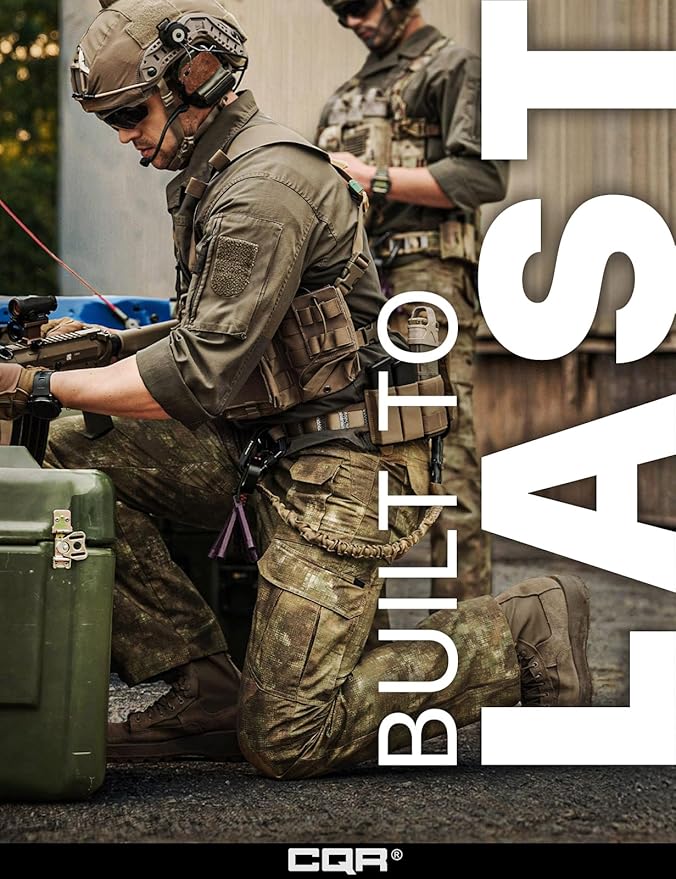 CQR Men's Tactical Pants, Water Resistant Ripstop Cargo Pants, Lightweight EDC Work Hiking Pants, Outdoor Apparel