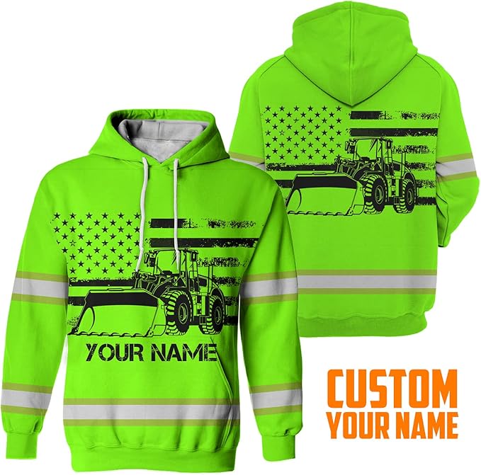Matedecor High Visibility Hi Vis Hoodie for Men - Jobs Collection Custom Name Class 3 Reflective Safety Workwear