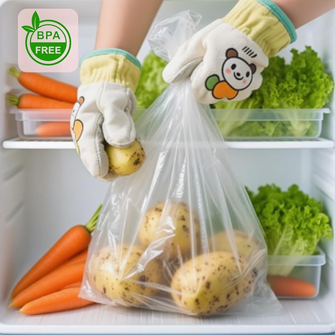 Immuson Plastic Produce Bag 10"x 14" Clear Plastic Food Storage Bags for Kitchen, Fruits, Vegetables, Travel Packing and Storage Needs (2Roll = 800 Bags)