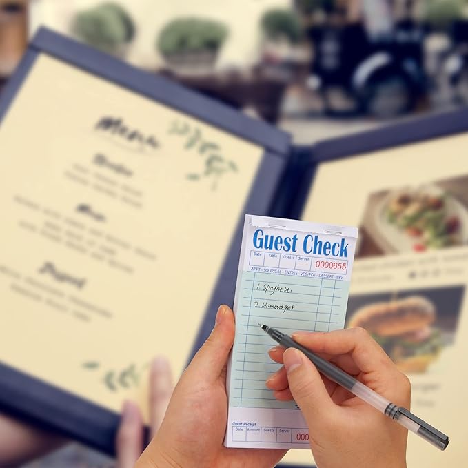 DGBDPACK Guest Checks Server Note Pads, 1000 Total Waitress Notepad for Restaurants (20 Books)