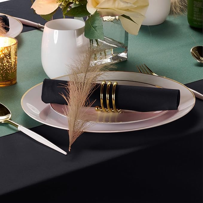 Linen-Feel Colored Paper Napkins - Decortive Cloth-Like BLACK Luncheon Napkins - Soft And Absorbent. For Kitchen, Party, Wedding, Dinner Or Any Occasion. (Pack of 50)