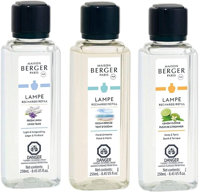 Lampe Berger Fragrance Trio Refill for Home Fragrance Oil Diffuser - 3 x 8.45 Fluid Ounces - 3x250 milliliters (Fresh Trio)
