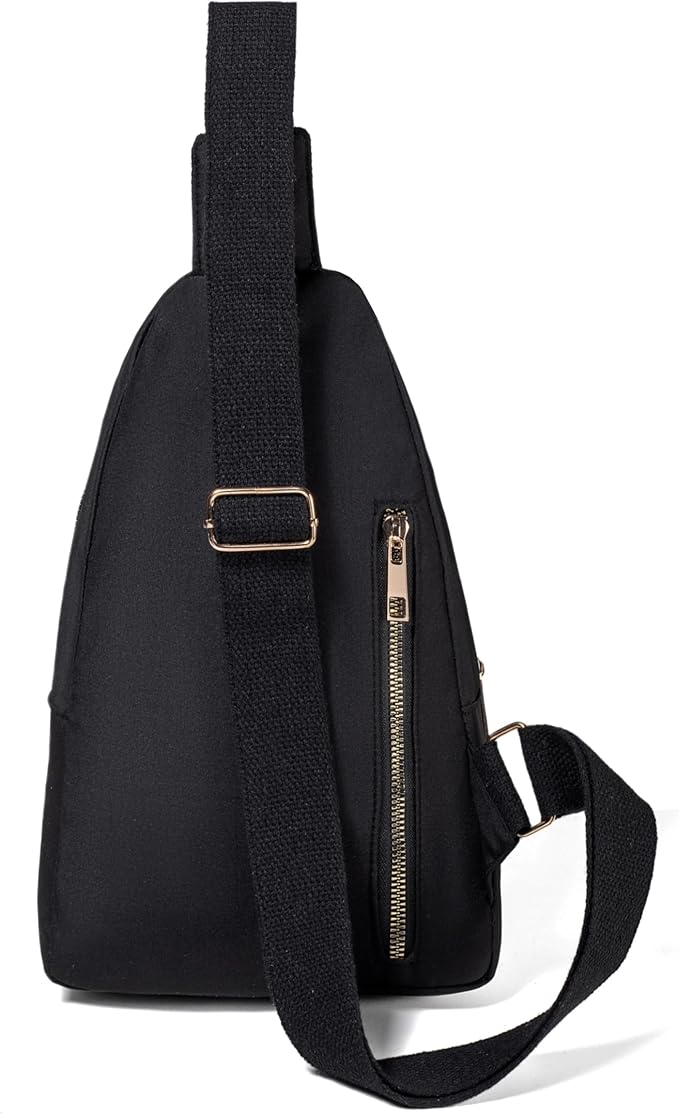 Small Crossbody Sling Backpack Sling Bag for Women, Chest Bag Daypack Fanny Pack Cross Body Bag for Outdoors Hiking Traveling - Gold Zipper
