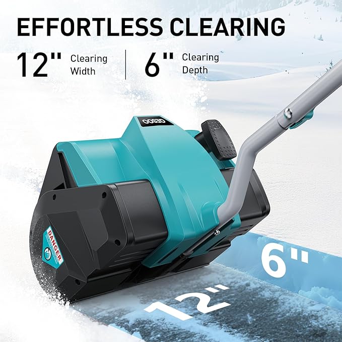 12-Inch Cordless Brushless Snow Shovel Compatible with Makita 18V Battery(Tool Only) Electric Snow Blower with 23ft Throwing Distance, Adjustable Chute, Smart Control, LED Light for Driveway, Patio