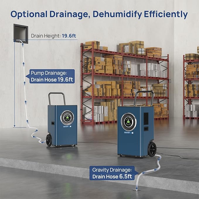 ARGENDON 170 Pints Commercial Home Dehumidifier with Pump for Basement up to 2100 sq.ft Drain Hose for Industrial Humidity Control, Water Damage Restoration, Basement, Garage, Whole House