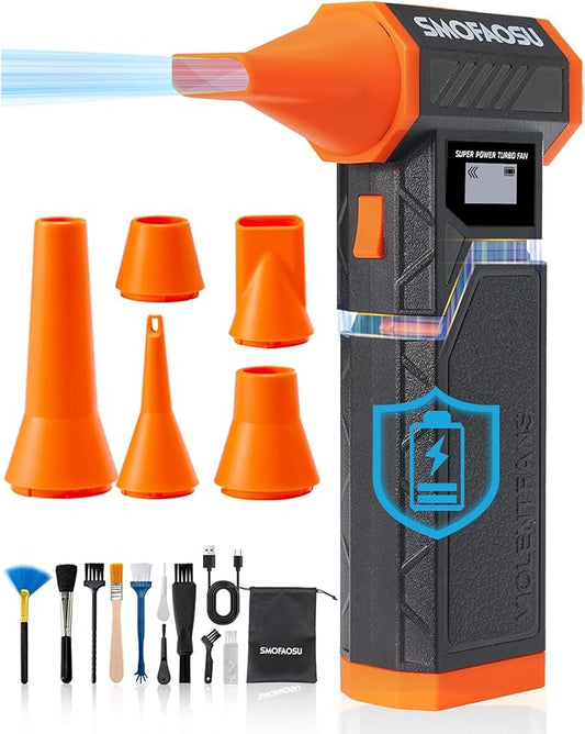 Compressed Air Duster, 300000RPM Jet Fan Electric Air Blower, Cordless Rechargeable 8000mAh Mini Duster with Removable Battery, 4-Speed Adjustable for Detailing, Car, Computer, Electronics Cleaning