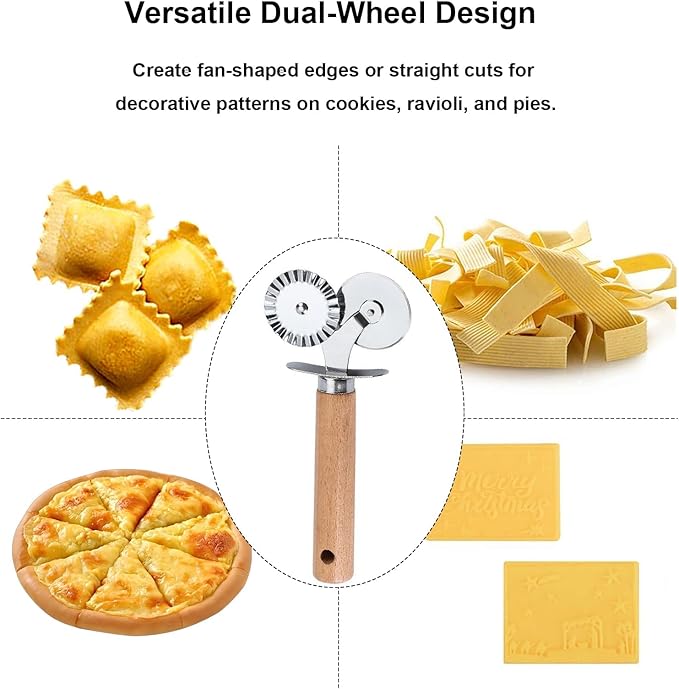 Pastry Double Cutter Wheel,Dual-Head Baking Tool for Home and Kitchen Use,Ravioli Cutter