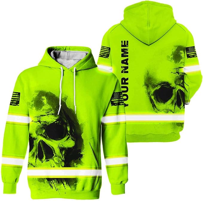 Color US Flag High Visibility Hoodie for Men Women Reflective Tapes Safety Workwear for Worker Runner Patriotic