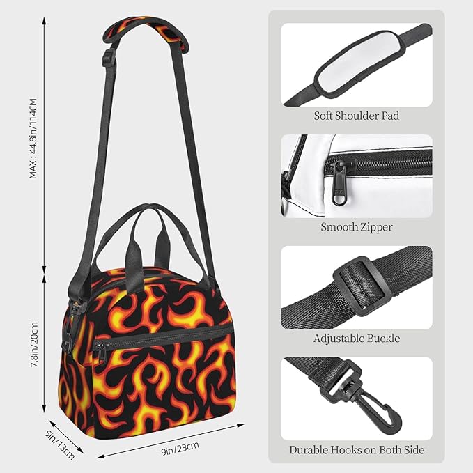 Reusable Insulated Lunch Bag with Adjustable Strap for Kids 3+ Toddler, Girl, Boy Women Men Leakproof Portable Cooler Tote Cute Quilted Bags for Work Travel Picnic