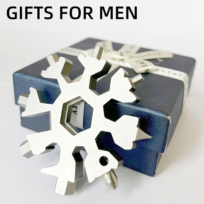 Gifts for Men, FODARSAI 18-in-1 Snowflake Multitool, Stocking Stuffers for Men, Cool Camping Tool Gadgets for Men, Unique Gifts for Dad, Husband, Boyfriend (Silver), FSM001
