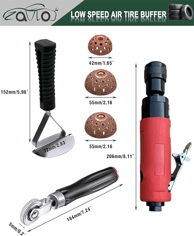 Tire Repair Set 2500rpm Low Speed Air Buffer Kit Polishing Cleaning Tool 35 mm Pneumatic Automatic Buffing Wheel Machine Patch Tools Rear Exhaust