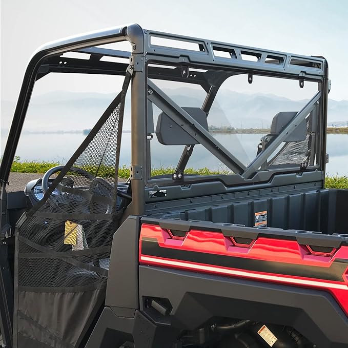 Rear Windshield Compatible With Polaris Ranger XP 1000 / Crew 1000 / 900 2017-2025 Scratch Resistant Full Size Hard Rear Window
