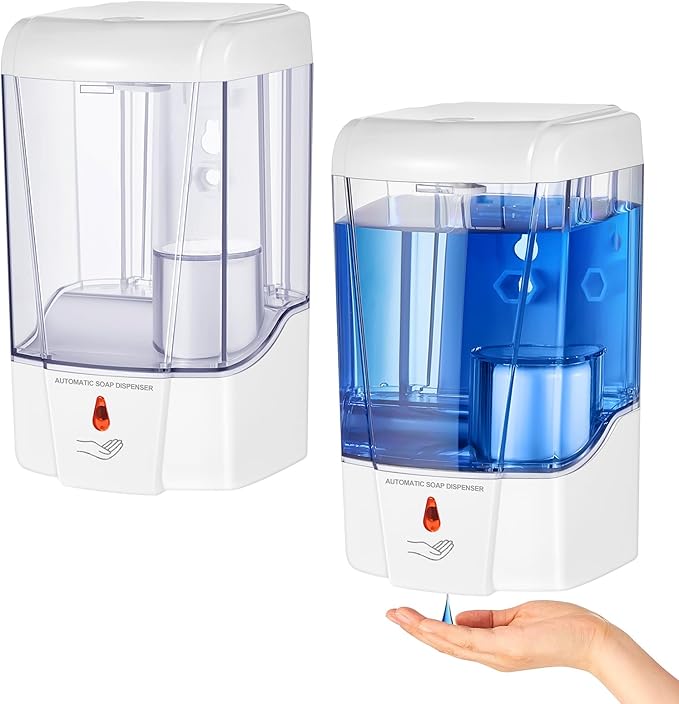 Hushee 2 Pcs Automatic Soap Dispenser Sensor Hand Sanitizer Dispenser Battery Powered for Office Kitchen Hotel