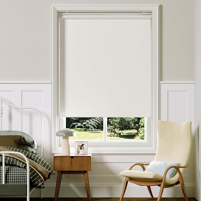 Window Blinds for Home,Cordless Blackout Roller Shades,Pull Down Blinds,Temporary Blackout Shades,Roller Blinds,Inside Mount,Door Curtains,Thermal Insulation Treatments (White, 35" W x 72" H)