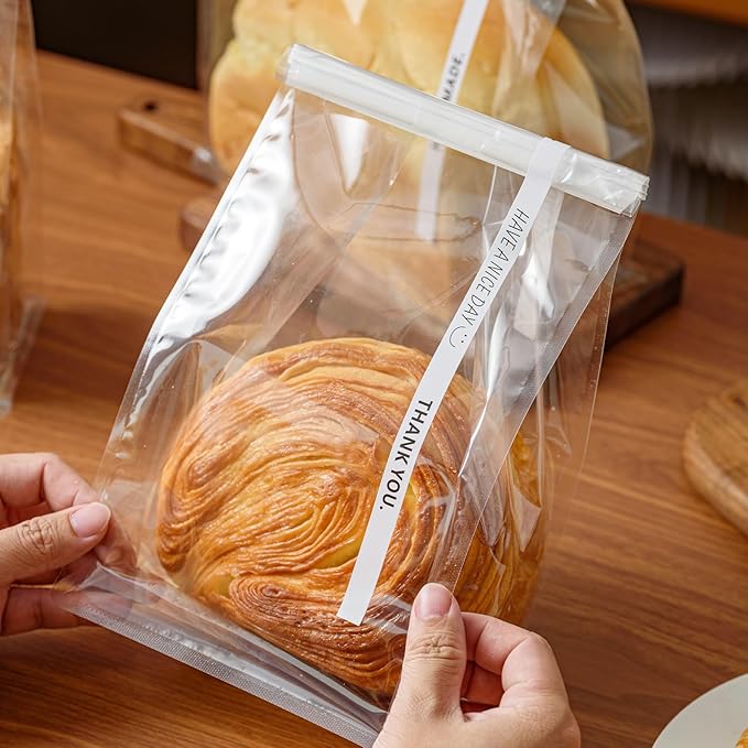 50 Pcs 3.7 Inch Snack Bags with Tin Tie, Mini Size Clear Plastic Bags, Storage Candy Packing Bag for Snack shop, Homemade Cookie