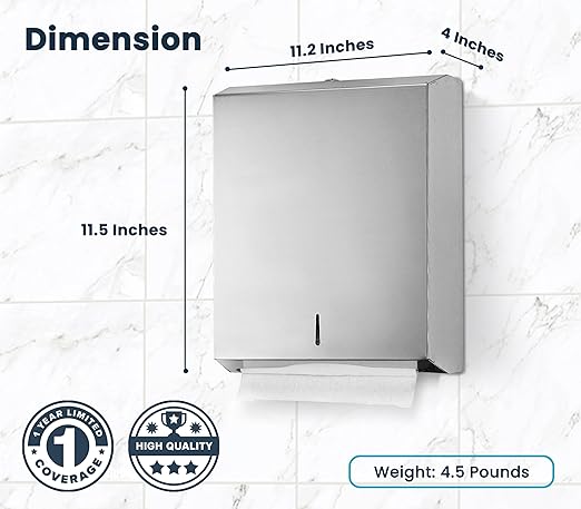 Alpine Commercial Paper Towel Dispenser – Wall-Mount Stainless Steel Holder for C-Fold & Multifold Towels – Durable & Lockable for Restaurants, Offices & Public Restrooms