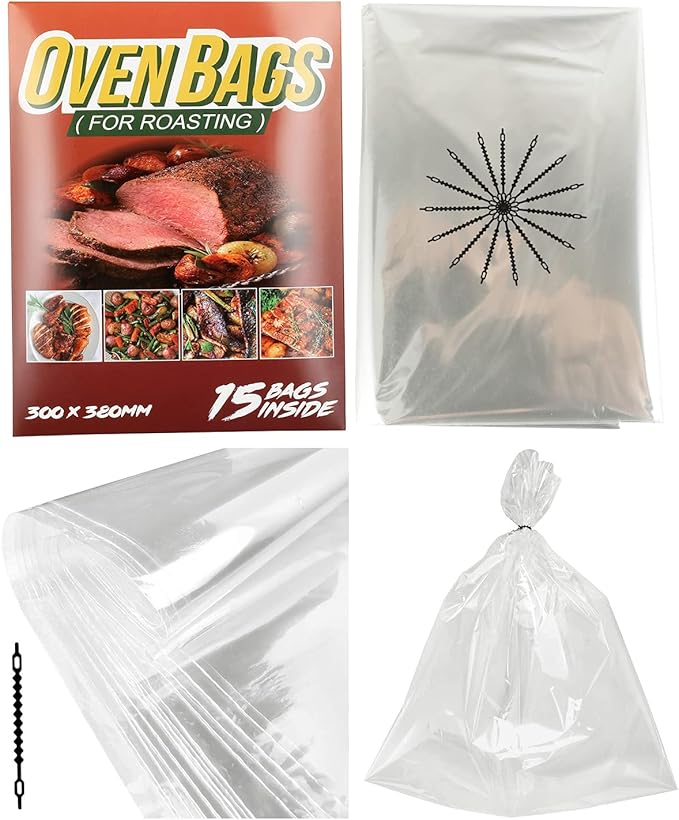 15Count Cooking Roasting Bags Suitable Size (12 x 15 Inch) Oven for Chicken Meat Fish and Vegetable