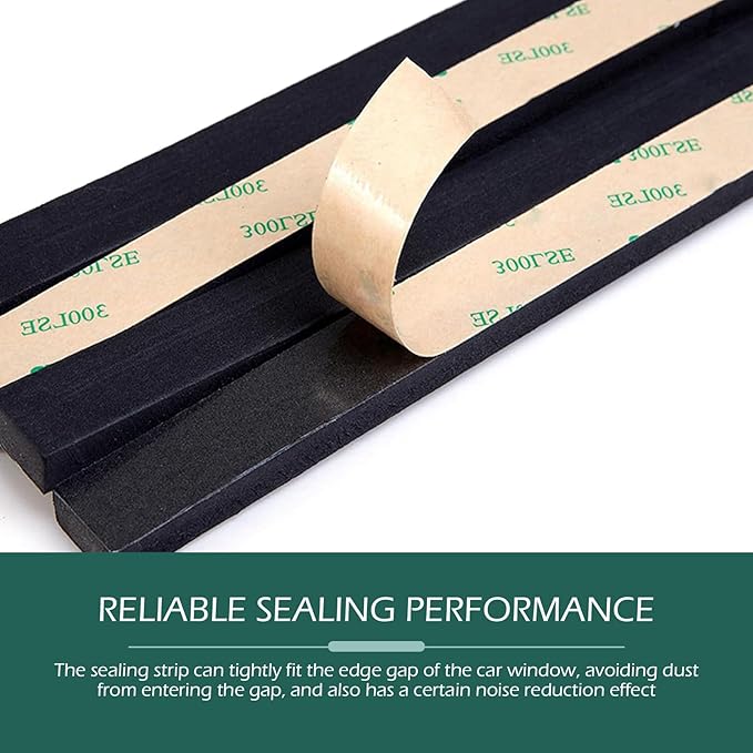 4 PCS Car Window Seal Strip, 13.12FT Waterproof Rubber Sealing Strip, Self-Adhesive Window Trim, Universal for Car Front Rear Windshield, Door (Black)