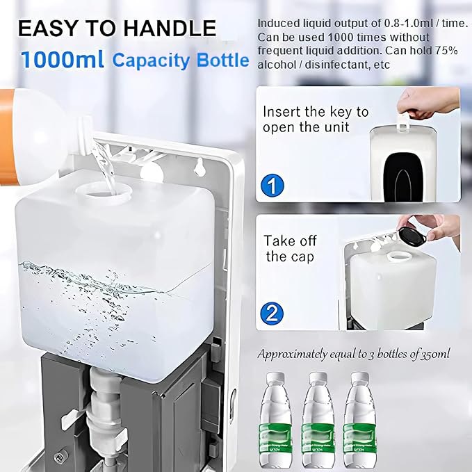 Automatic Hand Sanitizer Dispenser Wall Mount, Liquid Hand Sanitizer Spray Dispenser, 33oz/1000ml Touchless Hand Soap Dispenser for Commercial Industrial Hospitals Office Public