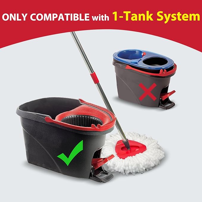 Spin Mop Replacement Set for O-Ceda EasyWring 1-Tank System, Includes 2 Mop Head Replacement, 1 Mop Handle (30-58in Adjustable 4-Section Pole), 1 Spin Base