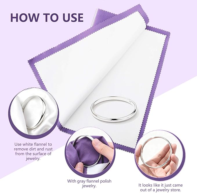 3PCS Silver polishing Cloths, 10 x 12.5 inches Four-Layer Double-Sided Jewelry Cleaning Cloth，Large polishing Cloth for Gold, Silver, Diamond, Platinum, Jewelry (2 PCS Purple and 1 PCS Gray)