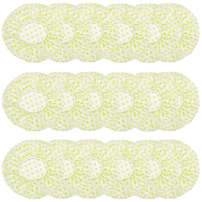 18Pcs Plastic Shower Caps for Women Waterproof Bath Caps Bathing Hair Cap Reusable Shower Caps for Shower,Spa,Salon,Housework,Girls,Home,Travel (Green)