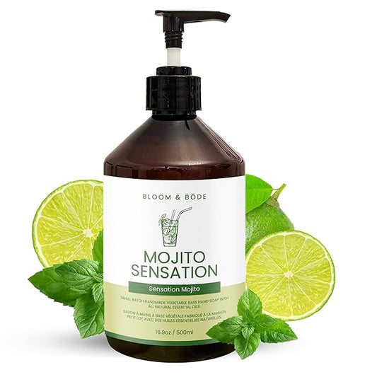 Luxury Liquid Hand Soap - Natural Scented Hand Wash - Gentle Hand Soap with Essential Oils & Aloe Vera - Moisturizing Handwash for Bathroom and Kitchen, Mojito Sensation Scent, 16.9oz