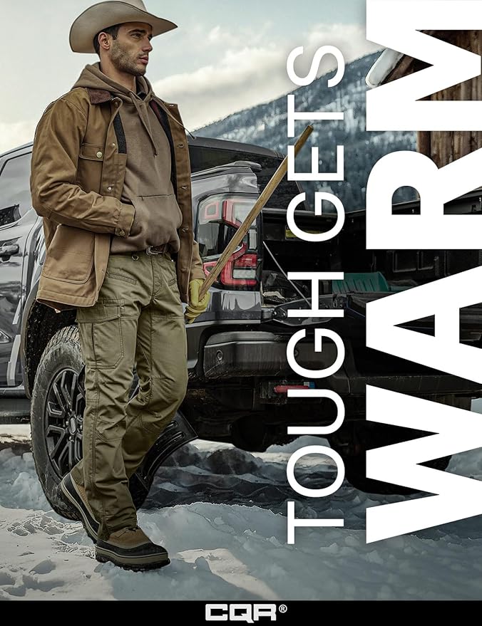 CQR Men's Winter Tactical Cargo Pants, Thermal Fleece Lined Outdoor Snow Ski Hiking Work