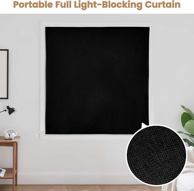 Adhesive Curtain,100% Blackout Curtains, No Drilling, Suitable for Multi-Scenes Privacy Protection (Black - W60 × L60 in)