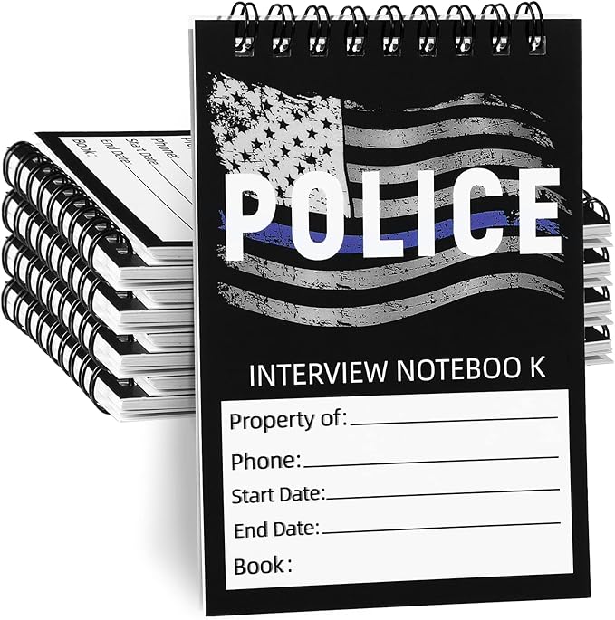 Sinmoe 8 Pcs Public Safety Police Field Interview book Top Bound Spiral Notebook, Writing Pad for Interviews, Accidents and Incident Reports, Field Book for Police, 5 x 3.5 Inches