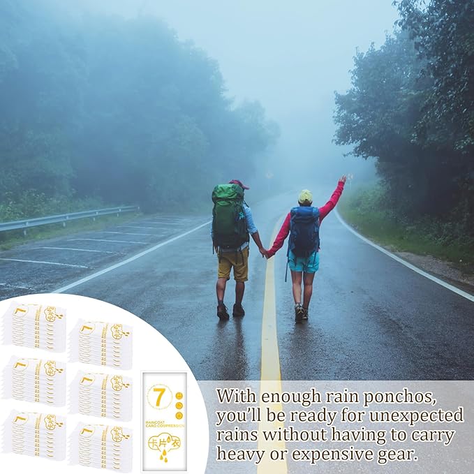 49/98 Pcs Disposable Rain Ponchos for Adults with Padded Drawstring Hoods and Pockets, Suitable for Emergency