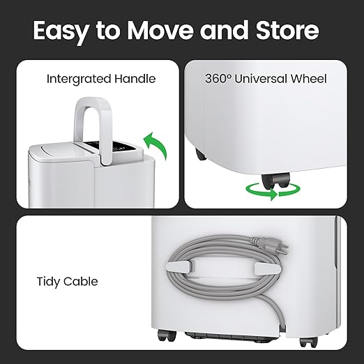 Waykar 120 Pints 2025 Energy Star Home Dehumidifier for Spaces up to 6,000 Sq. Ft at Home, in Basements and Large Rooms with Drain Hose, Handle, Auto Defrost and Self-Drying.