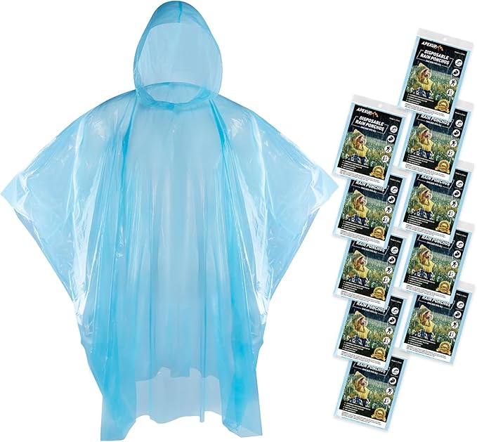 APEXUP Disposable Rain Ponchos for Adults, Emergency Rain Poncho for Camping Hiking Travelling
