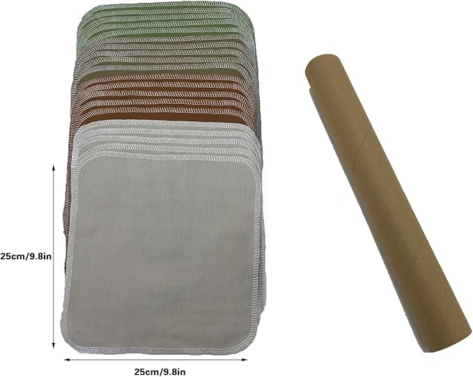 Reusable Paper Towel Rolls 20 Pack,Washable Napkin Cloth Value Set of 4 Colors 20 Pack of Paperless Towel-100% Cotton, Super Soft, Absorbent Made to Last (Solid Color A)