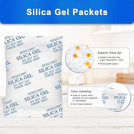 Silica Gel Packets, 20 Gram 35 Packs Desiccant Packs for Storage, Food Grade Moisture Absorbers with Color Indicating, Desiccant Packs for Foods, Electronics, Jewelry, Safe, 3D Filaments