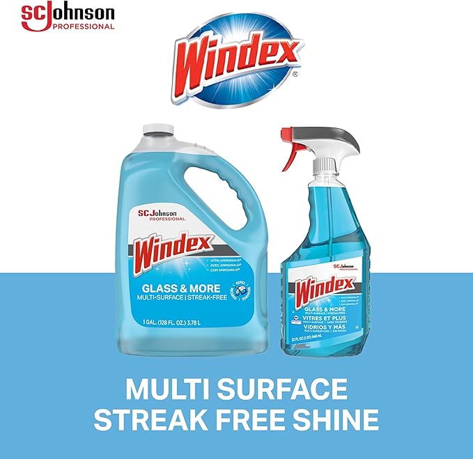 Windex Glass & Multi-Surface Cleaner, 128 Oz Bottle, Case Of 4