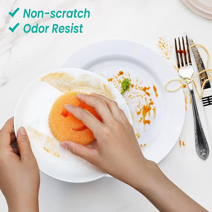 HELIME Scrub Sponges Dish Scrubber, Non Scratch Multi Functional Color Sponge, Dual Sided Temperature Controlled Pads, Safe for Household Cleaning, Mess and Odor Resistant BPA Free Polymer Foam