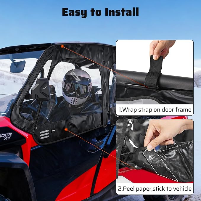 Ehaho Soft Upper Doors Compatible with Polaris RZR XP, Upper Windows Fit with Side Mirror, Upgrade Waterproof Zippers Cab Enclosures Windshield for Polaris 2014-2023 RZR XP 4 1000/19-21 XP4 TURBO