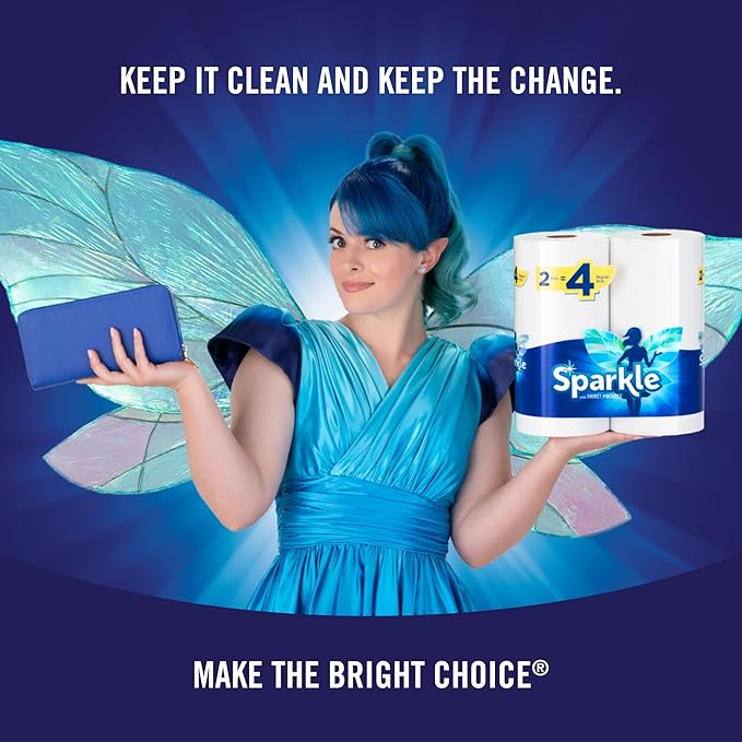Sparkle Pick-A-Size Paper Towels, 6 Double Rolls (660 Sheets Total) - Strong 2-Ply Towels for Kitchen Cleanup and Everyday Messes