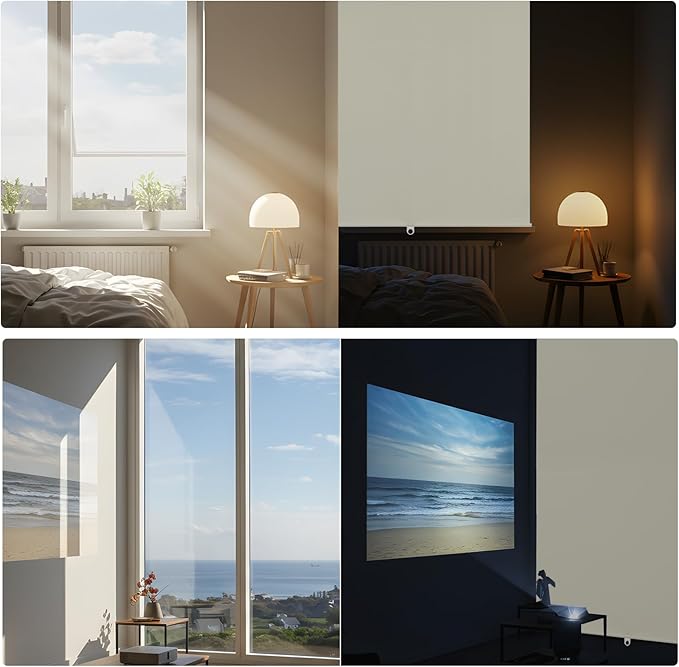 100% Blackout Roller Shades Cordless Blinds for Indoor Windows,Free-Stop Window Shades Pull Down,Thermal Insulated Fabric UV Protection,Blackout Window Guard Blinds for Home,Office,Ivory,31" W x 72" H